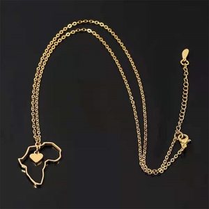 Collar con Colgante de Corazón Chapado en Oro y Mapa de África de Acero Inoxidable al por Mayor de Fábrica - Product Image 6