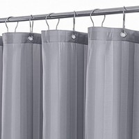 Rideau de douche en polyester rayé gris classique épaissi bain imperméable oeillets décoratifs en acier inoxydable