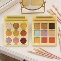 Palette de fards à paupières carrée 9 couleurs, jaune, pailletée, effet minéral, logo personnalisé, maquillage quotidien, palette de fards à paupières mats, marque privée
