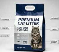 Sac Doypack avec poignée de transport en plastique laminé blanc mat 12LBS 20LBS, anti-odeur, impression personnalisée, pour litière pour chat et emballage en gros pour animaux de compagnie