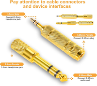 3.5mm ila 1/4 ''Stereo adaptör 1/8'' (3.5mm) erkek fişi 1/4 ''(6.35mm) Jack dişi soket adaptörü kulaklık için