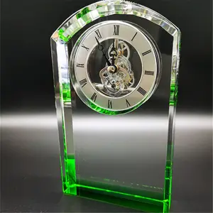 Professional Customized Wedding 3d Laser Desktop Transparent K9 Crystal Clock Souvenir