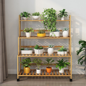Neuzugang dekorativer sukkulenter grüner Radiespot Bambus-Vorführständer Blumenständer für Garten Wohnzimmer Balkon-Ecke - Product Image 5