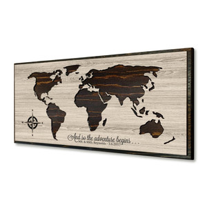 Artigianato in legno fatto a mano in legno mappa del mondo in legno inciso al Laser scava fuori il segno personalizzato decorazione della parete in metallo mappa del mondo - Product Image 1