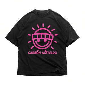 T-shirt Oversize Unisex Vintage Y2K Streetwear con Grafica Sole Sorridente Rosa - Product Image 2