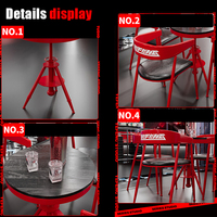 Ensemble de table et chaises rondes en fer industriel de luxe pour la maison, le bar, le restaurant, l'hôtel, la salle de sport, la salle à manger extérieure - Durable et écologique