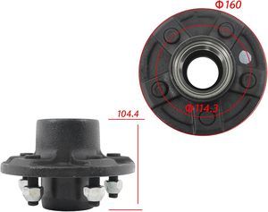 Kit de moyeu de remorque Pengyuan 5 trous 4,5 pouces + broche 3500 lb avec bride pour essieu de remorque - Product Image 6