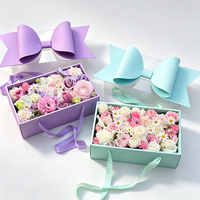 Caja de Regalo de Cartón Blanco con Ventana Transparente de PVC para Rosas Navideñas, Caja de Embalaje para Pasteles, Caja de Regalo con Lazo de Cinta, Venta al por Mayor