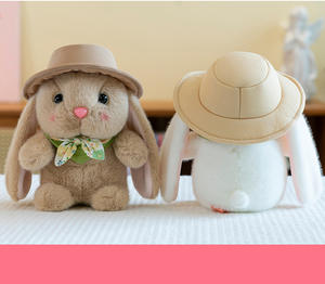 Poupée en peluche <span class=keywords><strong>lapin</strong></span> mignon petit <span class=keywords><strong>lapin</strong></span> blanc avec un chapeau griffe Machine poupée poupée en tissu pour enfants cadeau d'anniversaire - Product Image 5