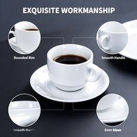 Set Cangkir dan Tatakan Kopi Keramik Grosir, Mug Espresso Latte Porselen untuk Hotel Restoran, Logo Kustom, Langsung dari Pabrik