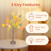 Décorations de Pâques, lampe d'arbre LED en forme d'œuf de Pâques éclairé, fonctionne à piles, lumière blanche chaude, décoration de table, décorations pour la maison
