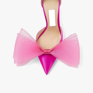 Chaussures d'été de luxe pour femmes Magnifiques sandales en satin à talons hauts et à nœud Sexy Pointed Closed Toe Barefoot Feature - Product Image 2