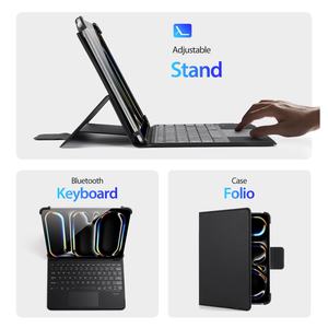 Funda Universal para Tablet de 9-11 Pulgadas con Teclado Plegable Trasero, Cubierta de Cuero PU Simple para Negocios, Producto Nuevo - Product Image 4