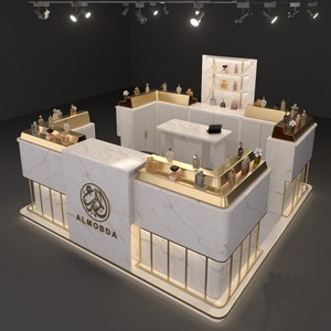 Kiosque à parfums de luxe avec éclairage LED doré, garantie de 3 ans, design moderne, vitrine en marbre pour centre commercial, mobilier à vendre <span class=keywords><strong>Myidea</strong></span> - Product Image 2
