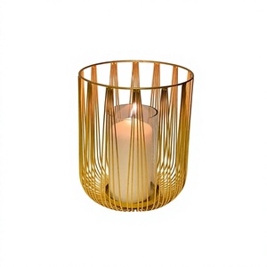 Handmade Round Shape <b>Candle</b> <b>Holder</b> Fantastic Design Iron Wire Gold Color <b>Candle</b> <b>Holder</b> From Manufacturer In India - Product Image 1