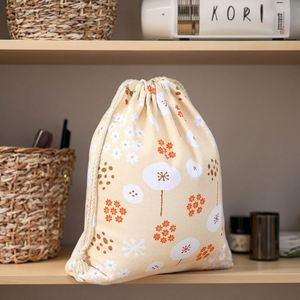 Lightweight Cotton Drawstring Bags with Letter Pattern Customizable Size for Kids & Adults-Outdoor Travel & Daily Use - Product Image 1