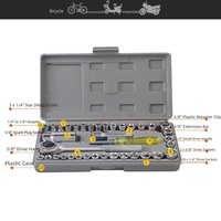 Jeu de clés à douille hexagonales en acier au carbone de 40 pièces, 3/8 pouce, coffret rigide, outils automobiles portables OEM Powerlift AT055