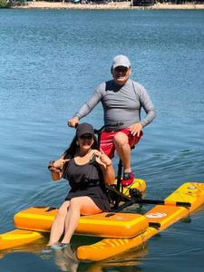 Weishion — bateau hydrorider vélo aquatique  <span class=keywords><strong>gonflable</strong></span> flottant pour lac à pédales d'eau ponton en aluminium - Product Image 4