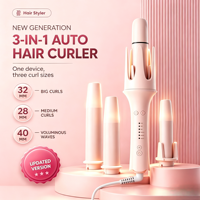 Fer à boucler automatique 3 en 1, boucleurs de cheveux avec 3 barils de bouclage, fer à boucler rotatif avec 3 températures et rotation bidirectionnelle