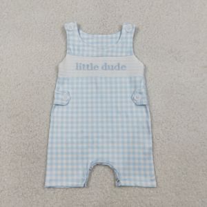 Combinaison décontractée pour bébé fille RTS Little Dude, bleu ciel à carreaux, sans manches, avec fermeture éclair cachée, en coton et élasthanne, pour nouveau-né, ODM - Product Image 2