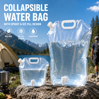 Sac de stockage d'eau pliable 5L 10L 15L avec robinet, conteneur d'eau portable pliable en PE+PA+PET pour le camping et les voyages