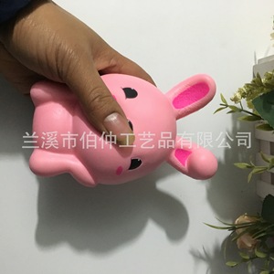 Pink Easter Bunny <b>Squishy</b> Pu Foam Stress Relief Toy For Kids 5-7 Years Unisex Fidget Toy - Product Image 2