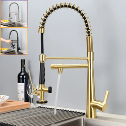 Pour Amazon vente chaude or noir LED robinet de cuisine multi-fonctionnel monté sur le pont rotatif extractible vanne en céramique dosée Fauc - Product Image 2
