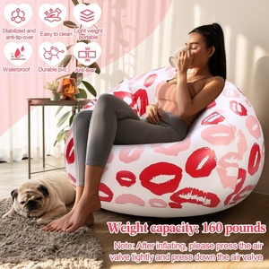 Fauteuil gonflable en PVC rose 37,4*21,65*15,75 pouces, pouf en forme de lèvre rouge pour piscine, camping, balcon, salon, chambre à coucher, salle de lecture - Product Image 4