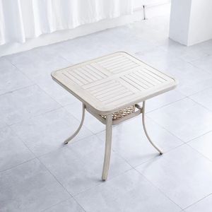 New Product Coffee <strong>Table</strong> Set Patio Furniture Aluminum Slat <strong>Table</strong> Wood Grain Metal Square <strong>Garden</strong> <strong>Bistro</strong> Outdoor for Restaurant - Product Image 2