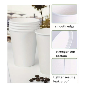 Vasos de Papel Desechables Biodegradables Blancos para Café Caliente, con Logotipo Personalizado, 12oz/16oz, Revestimiento PLA, Pared Simple, Gruesos - Product Image 2