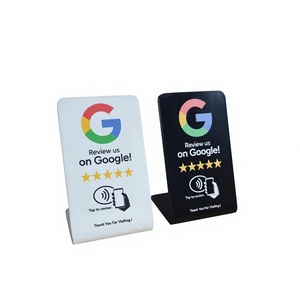 Support NFC Google Review en Acrylique Blanc et Noir avec Évaluation 5 Étoiles – Tapper pour Évaluer – Merci pour votre Visite - Product Image 1