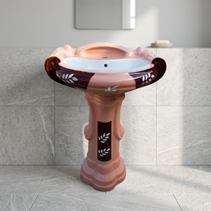 Vente en gros Colonne en béton Lavabo sur pied Lavabo sur pied Lavabo de salle de bain Colonne haute Bassin rond à base de ciment - Product Image 3