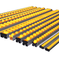 Rail de circulation en alliage d'aluminium à longueur personnalisée avec roues en PU jaunes pour système de rayonnage FIFO à gravité pour tuyaux Lean Pipe