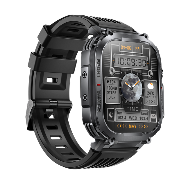 Call LED Flashlight Smart Watch with TFT Display Silicone Band AI Voice Assistant Fitness & Sleep Tracker Calendar Square Design
