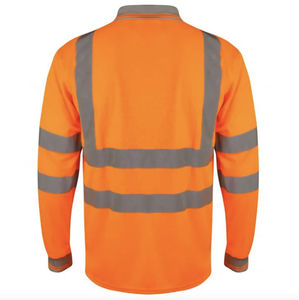 Venta al por mayor de encargo de los hombres de manga larga de alta visibilidad Polos 100% poliéster reflectante transpirable nivel D protección ropa de alta seguridad - Product Image 2