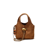 Sac seau losange vintage en similicuir suédé PU, sac à main rétro pour femme, mini sac à bandoulière avec pompon