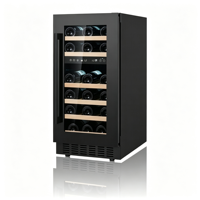 Refrigerador de Vino Vertical Delgado con Puerta Reversible, Luz LED sin Rayos UV, Enfriador de Vino Integrado para el Hogar