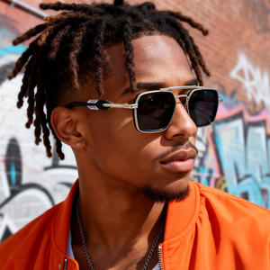 Lunettes de soleil carrées pour hommes KSL-98416, monture noire en plastique et métal, protection UV400, verres de classe 2 pour la conduite en extérieur - Product Image 5