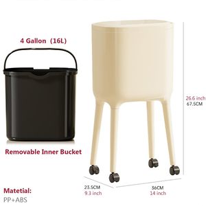Contenedores de Basura con Ruedas para el Hogar, Cubo de Basura de Plástico para Cocina y Baño con Tapa - Product Image 2