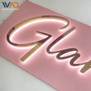 Enseigne rétroéclairée de luxe en acier inoxydable doré, lettres 3D personnalisées pour devanture de boutique, salon de beauté et institut de manucure - Product Image 5