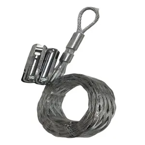 Empuñadura de tracción de cable de doble Ojo con grillete Látigo de acero Accesorios de cableado de malla de calcetín