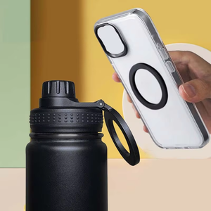 Bouteille d'eau magnétique avec support pour téléphone, 25 oz, thermos en acier inoxydable isolé sous vide avec couvercle à boucle compatible MagSafe pour la salle de sport - Product Image 3