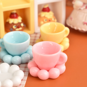 Miniature de tasse en résine Cloud Plate, accessoires décoratifs pour maison de poupée, vaisselle de cuisine DIY avec colle crème, artisanat en résine - Product Image 4