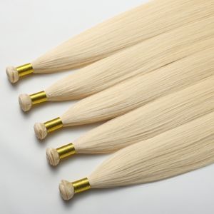 Фабричная двойная вытянута, натуральные необработанные бразильские прямые волосы Remy ручной работы для наращивания Geunis, 613 светлые 100% человеческие волосы - Product Image 2