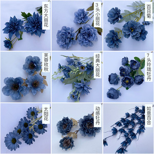 L-BF Vente en gros de fleurs artificielles en soie : roses, tulipes, pissenlits, lilas, marguerites, lys, hortensias, bleuets, décoration de mariage, fausses fleurs bleues - Product Image 2