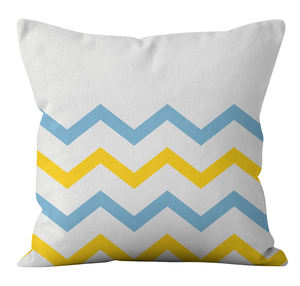 Coussin à design de ligne géométrique, pour yipage sur le bleu et jaune alternatif avec couvercles, décoration qui peut être accroché à la maison - Product Image 1