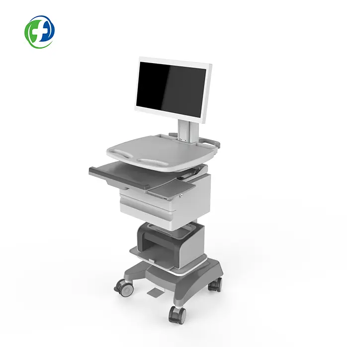 Dongguan medical roll stand hospital trolley clinic furniture medical cart with printer tray paramedic equipment trolley