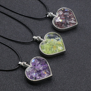 Ciondolo Bottiglia dei Desideri con Pietre Grezze e Pietre Frantumate, Collana a Forma di Cuore con Tormalina Lucida, Acquamarina e <span class=keywords><strong>Granato</strong></span> - Product Image 2