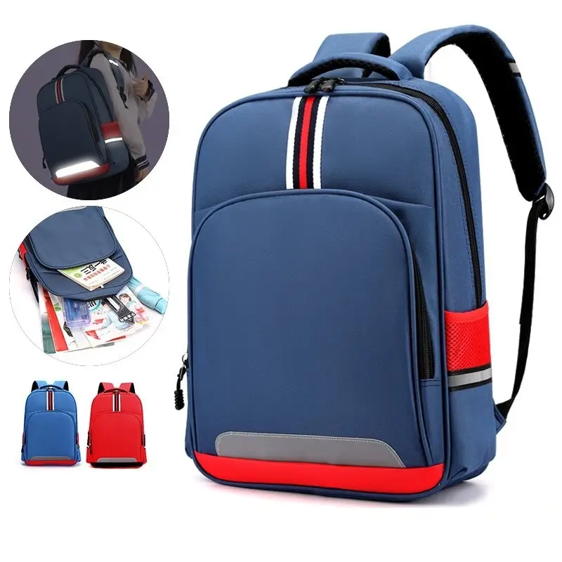 new wholesale fashion primary school backpack kids school bag two size customer logo reflective school backpack