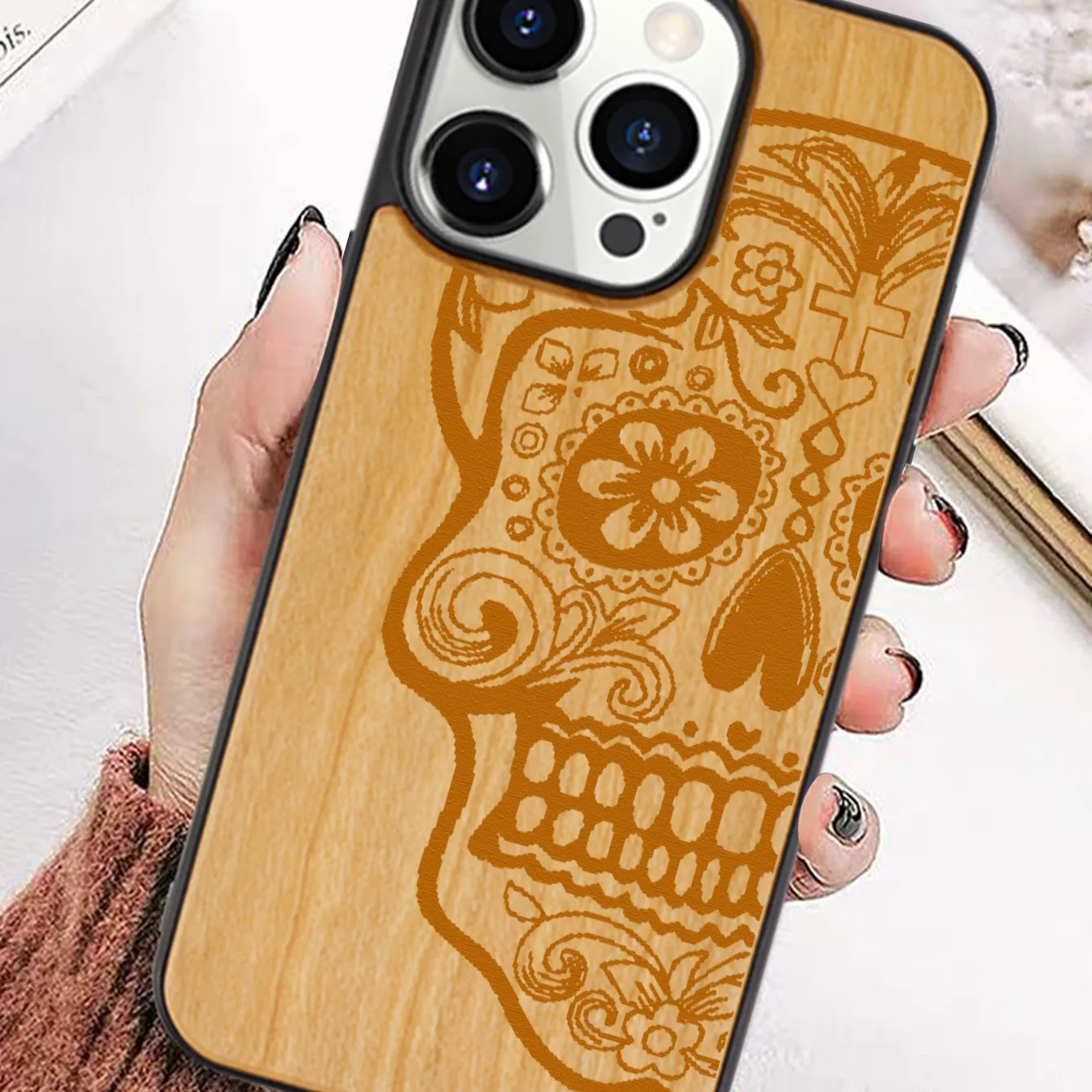 Wooden Ultra Slim Phone Case For iPhone 11 12 13 14 15 Pro Max Cases Pro Max Plus Cellphone Cover Bags